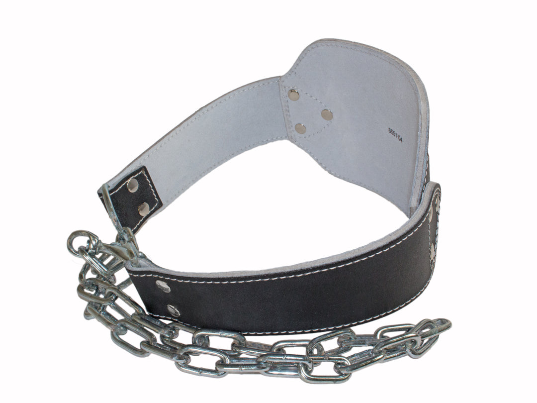 Grizzly Fitness Leather Pro Dip Weight Training Belt (36" Chain)