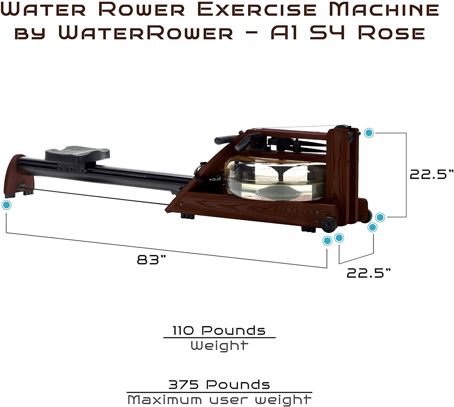 Water Rower A1 Studio Rose Rowing machine with S4 monitor