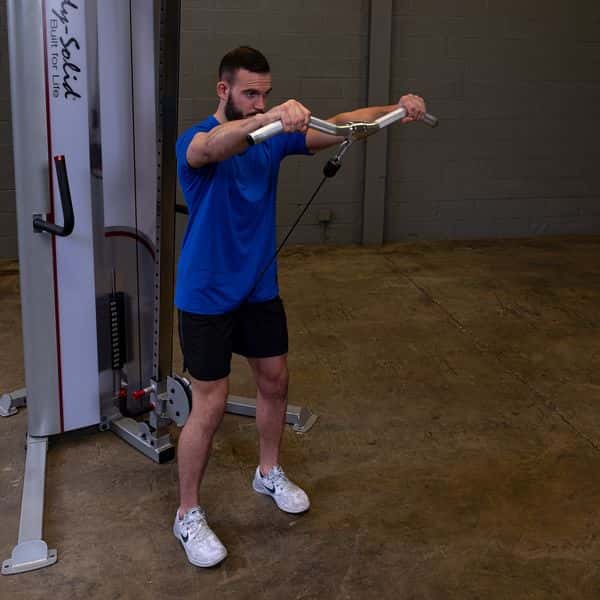 Body-Solid Aluminum Revolving Curl Bar Being Used