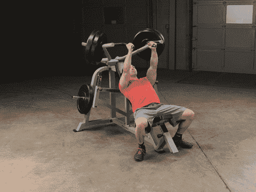 Man Pushing Up Body Solid Leverage Incline Press