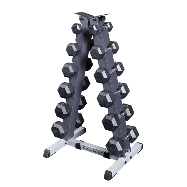 5-30lb 6 Pair Rubber Dumbbell Set with Rack