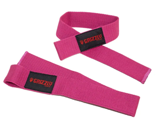 Grizzly Fitness Cotton and Nylon Weight Lifting Wrist Straps PNK