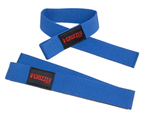 Grizzly Fitness Cotton and Nylon Weight Lifting Wrist Straps BLUE