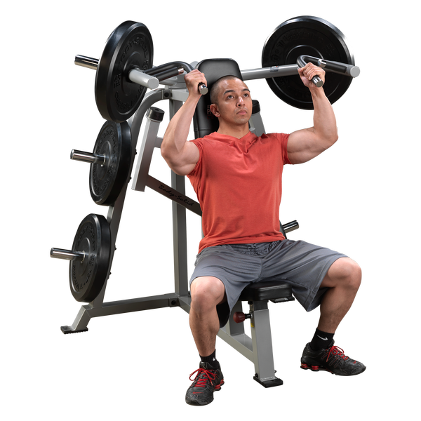 Man Using A Body Solid Leverage Shoulder Press