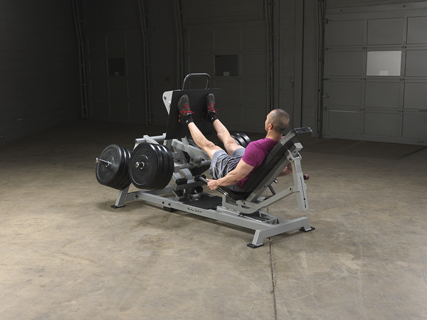 Body Solid Leverage Horizontal Leg Press Being Used